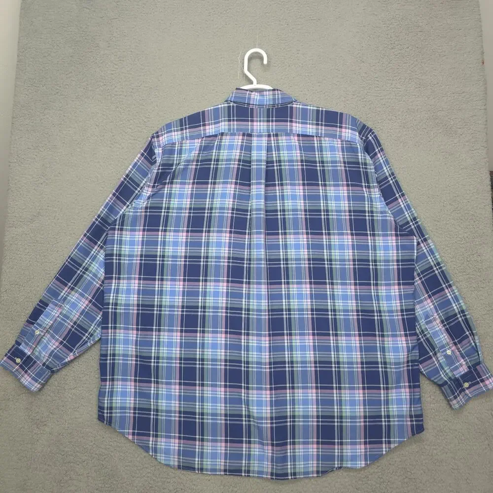 Polo Ralph Lauren Mens Button Down Shirt 2XB Plaid Pink Pony Embroidered EUC